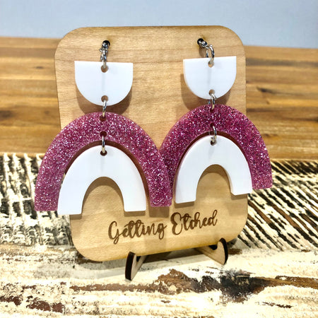 White & Pink Rainbow Dangles