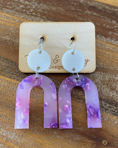 Silver & Purple Umbrella Dangles
