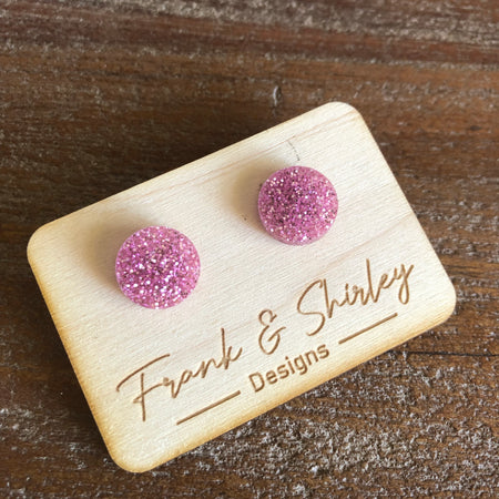 Pink Glitter Studs
