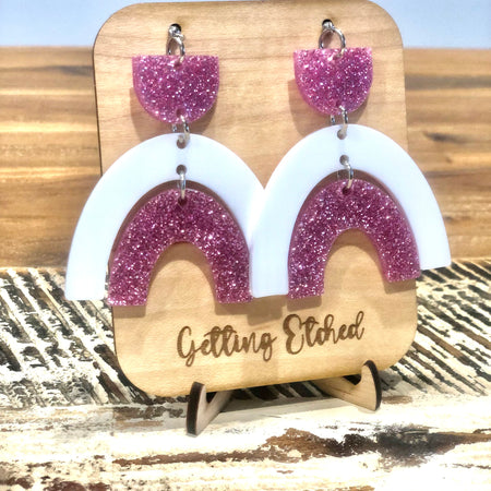 Pink & White Rainbow Dangles